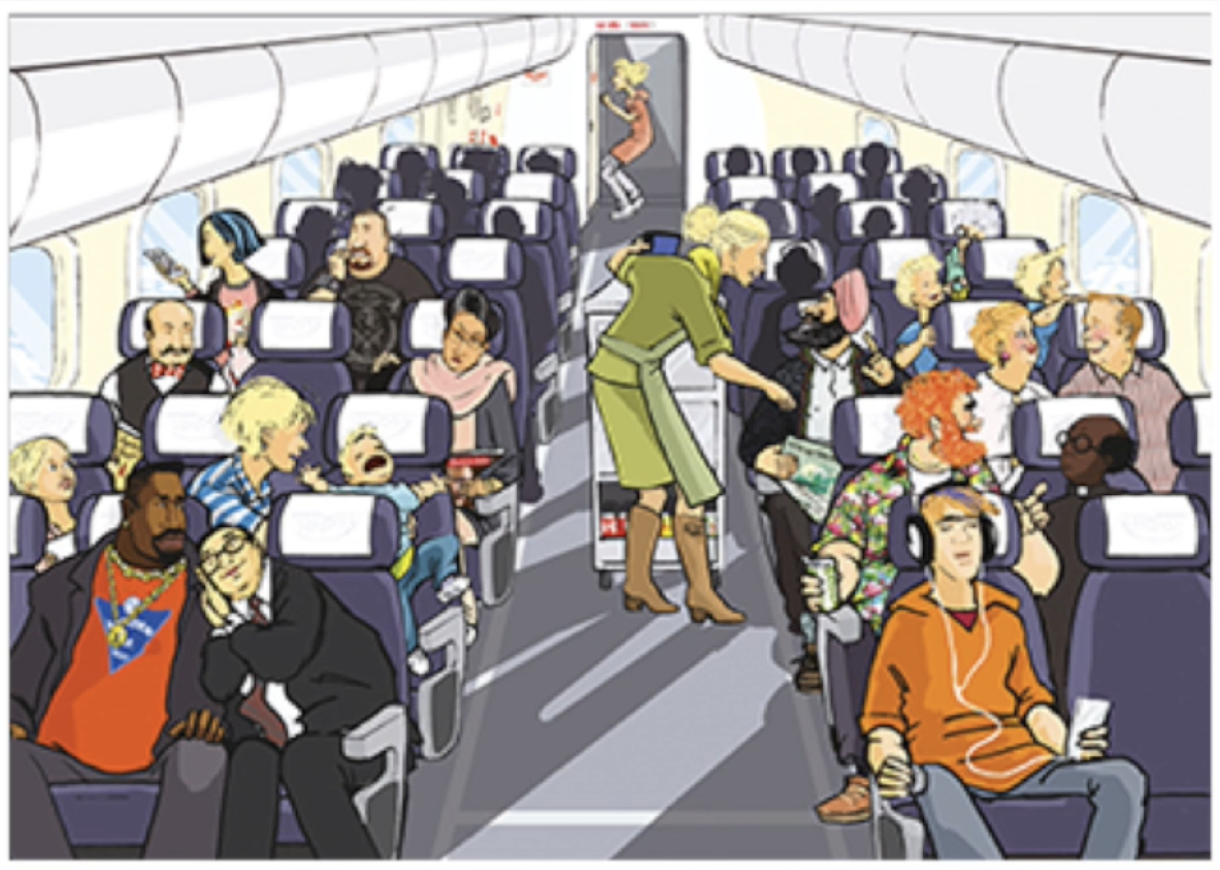 In the airplane cabin